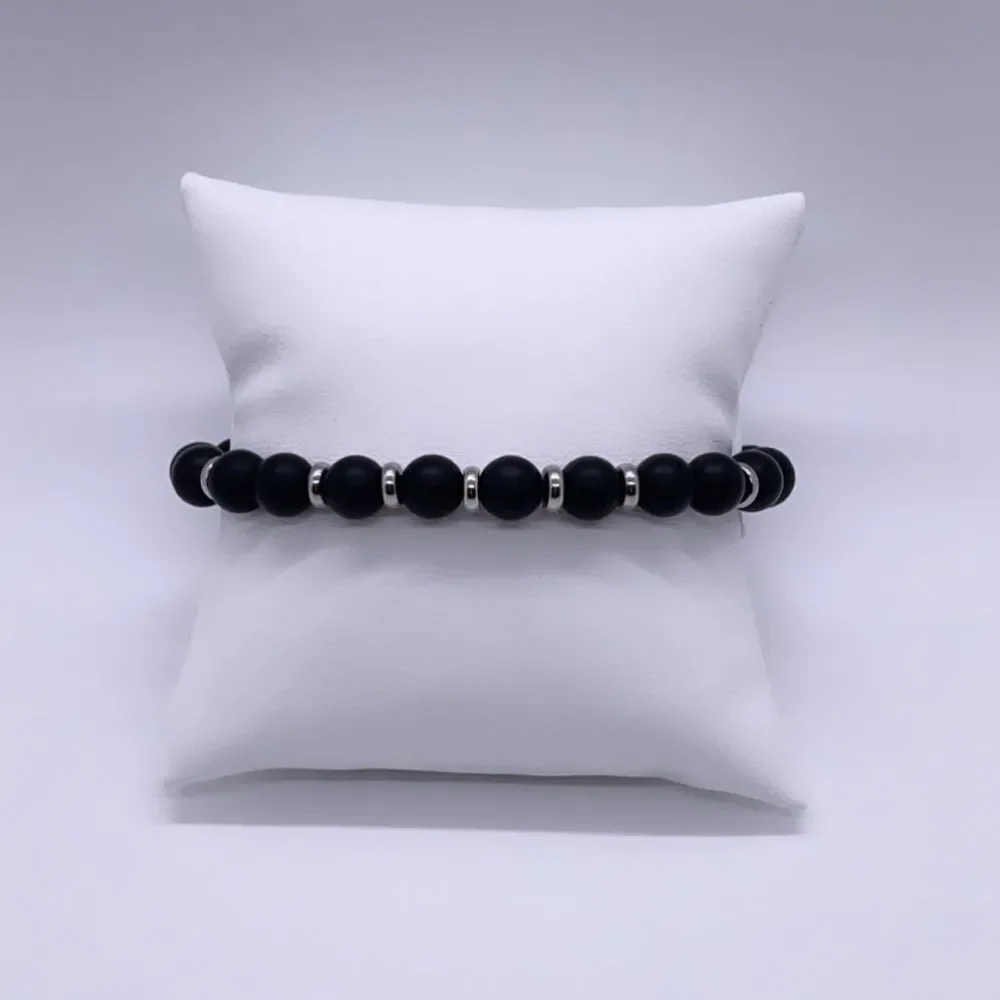 NWT Wool + Pepper Co. Mens Matte Black & Sterling Silver Bracelet